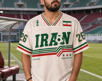 Camiseta de fútbol retro de Irán personalizada, camiseta de fútbol persa con nombre personalizado