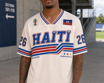Custom Name Haiti Football Shirt, Vintage Haiti Jersey Men, Retro Soccer Fan Gift, Personalized Game Day Tee