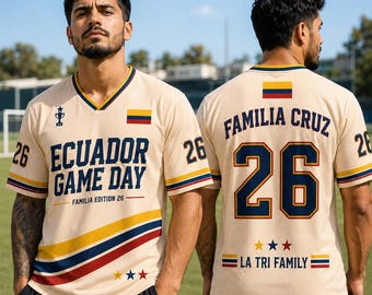 Camiseta de fútbol de Ecuador para el día del partido, a juego con la familia, camiseta personalizada con nombre y número de La Tri