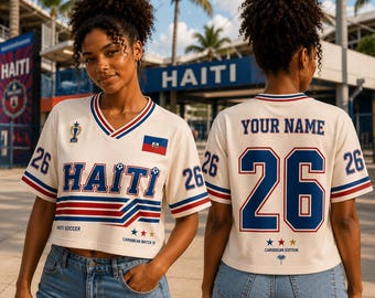 Camiseta corta de fútbol de Haití personalizada, camiseta de fútbol personalizada, camiseta para el día del partido