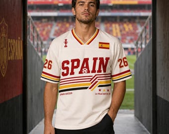 Camiseta de fútbol de la selección española con nombre personalizado, camiseta de fútbol personalizada de La Roja del partido número 26, camiseta de regalo de la selección española.