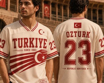 Republic Heritage Turkiye Football Jersey, Custom Name Number 23 Soccer Shirt, Turkish Team Kit