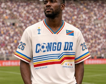 Camiseta de fútbol Leopards Congo DR, equipación de fútbol personalizada, camiseta de partido personalizada, ropa deportiva para el día del partido.