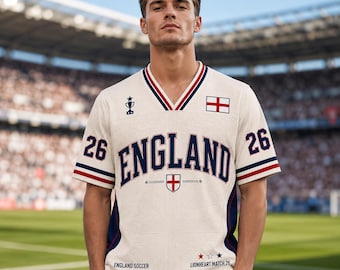 Camiseta de fútbol de Inglaterra, camiseta personalizada Lionheart Match 26, ropa para aficionados británicos