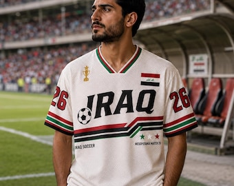 irakischen Retro Fußball Jersey, benutzerdefinierte Name Fußball Shirt, Vintage Fan T-Shirt