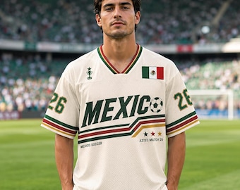 Vintage Mexico Soccer Jersey, Custom Name Retro Football Shirt, Personalized Fan Tee