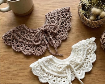 Modello per colletto in pizzo all'uncinetto – Grazioso colletto vintage all'uncinetto in formato PDF, colletto Peter Pan staccabile, accessorio per il collo fatto a mano