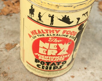 Vintage Potato Chips Tin, Vintage, Collectible, Antique, the New 