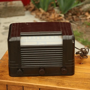 Trabajando 1930s Delco Bakelite Art Deco estilo radio, radio vintage, electrónica vintage