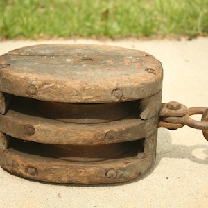 Large Wooden Barn Pulley, Plant Hanger, Nautical Wedding, Wedding Decor
