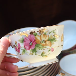 Rare, Set of 74, Maru ichi, Maruichi, Japanese, Fine China, Easter Dinner, Spring, High End China, 1940s, 1950s, Pink, Yellow, Blue image 1
