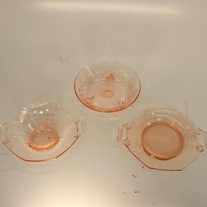 Set of 3, Vintage, Pink Candy Dishes, Depression Glass, Pink Serving Bowls, 1930s glassware, Beautiful Glassware, Pink, Summer, Spring