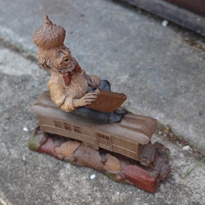 P.S., Train Gnome, Tom Clark Creations, Gnome, Collectible, 1980s, Figurine, Garden Gnome, Pecan Resin, Gift, Summer Decor, Garden