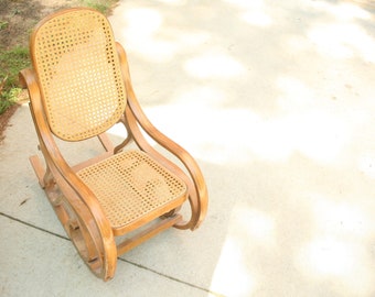 Vintage Children's Rocking Chair, Nursery Chair, Wooden Rocking Chair, Antique Rocking Chair, Cane Rocker, Bent Bamboo Cane Rocker, Bedroom