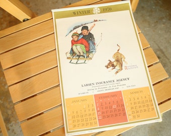 1970s  Vintage Advertising Calendar, Norman Rockwell, Four Seasons Pin Up Calendars, 1970, UNUSED