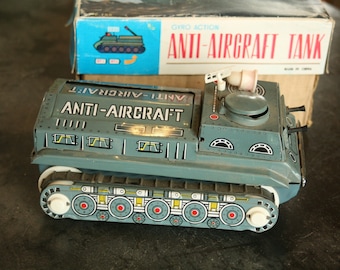 Aircraft Tank, Toy Metal Tank,  Metal, Tin, Gyro Action, Action Tin Toy, Old Tin Toy, Military Toy, War Toy, Boy&#39;s Room