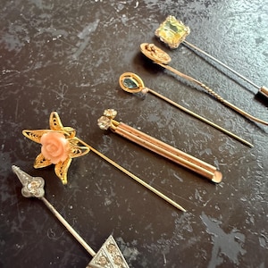 Vintage, 15 Hat Pins, Victorian, Art Deco, Rhinestones, Women’s Accessories,