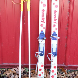 Vintage Traki, Kids Skis, German Skis, 1960s, Ski Poles, Vintage Skis, Christmas Decor, Winter, Winter Decor image 2