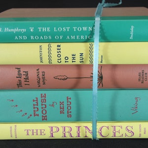 Set of 5, Old Book, Orange, Yellow, Green Decor, Coffee Table Books 1960s, Fall Books, Staging, Photography Prop, Set Design