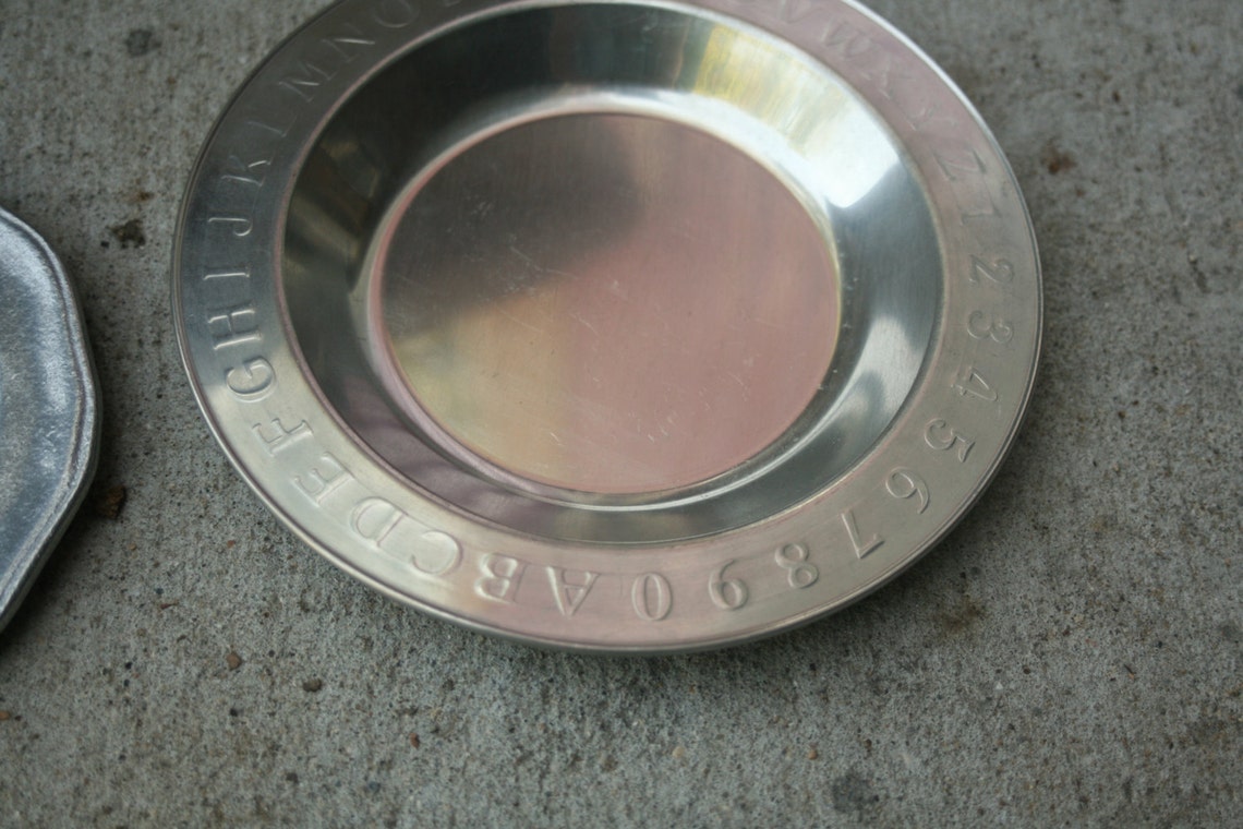 Pewter Children's Plates 2 Baby Gift Baby Dish PEWTER ABC Etsy
