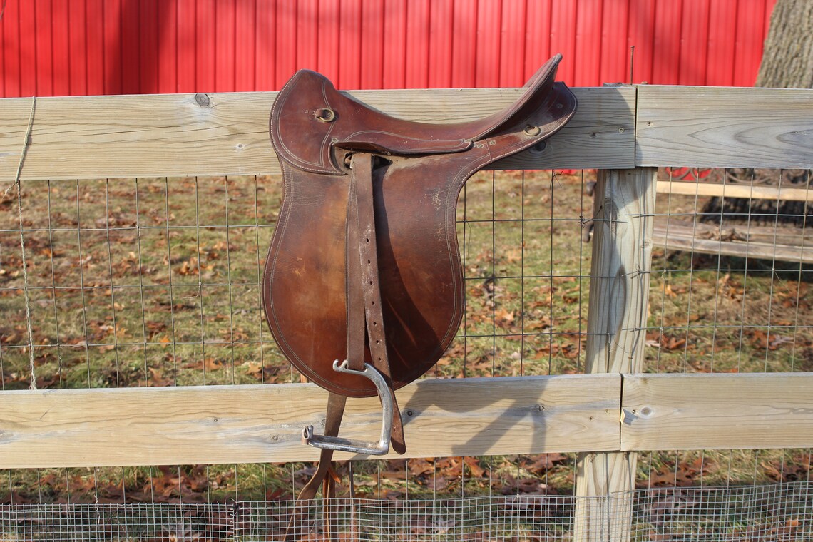 Vintage Adult Old English Leather Saddle Southwestern Etsy