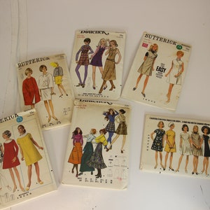 Set of 6, 1960s, 1970s, Butterrick, Clothes Patterns, Dress and Skirt ...