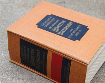 Vintage 1960, Webster's Unbridged Dictionary, Set Design, Book, Library, Burgundy, Leather Book, Library, Photography Prop