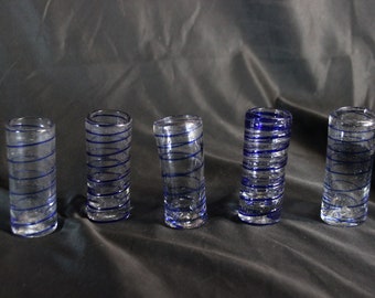 5, HandBlown Mexican, Shot Glasses, Vintage Glasses, Shot Glass Set , Drinking, Barware