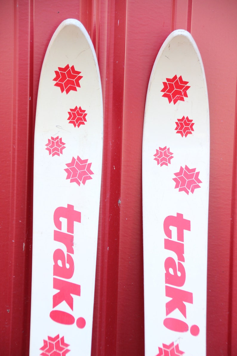 Vintage Traki, Kids Skis, German Skis, 1960s, Ski Poles, Vintage Skis, Christmas Decor, Winter, Winter Decor image 3