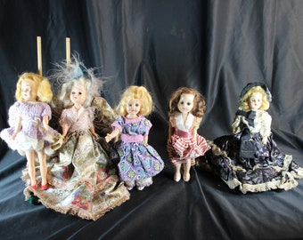 5, Vintage, Sweet Dolls,  Plastic Dolls, 1950s, Mini Plastic Doll, Sleepy Eyes, Doll Parts, Small Dolls, Mid Century