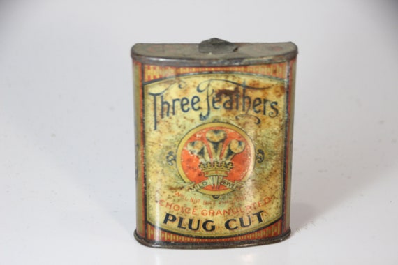 Rare, Three Feathers, Plug Cut Tobacco, Vertical Pocket, Tobacco Tin, Home  Decor, Tobacco Collectible, Gift for Him, Father's Day, for Him