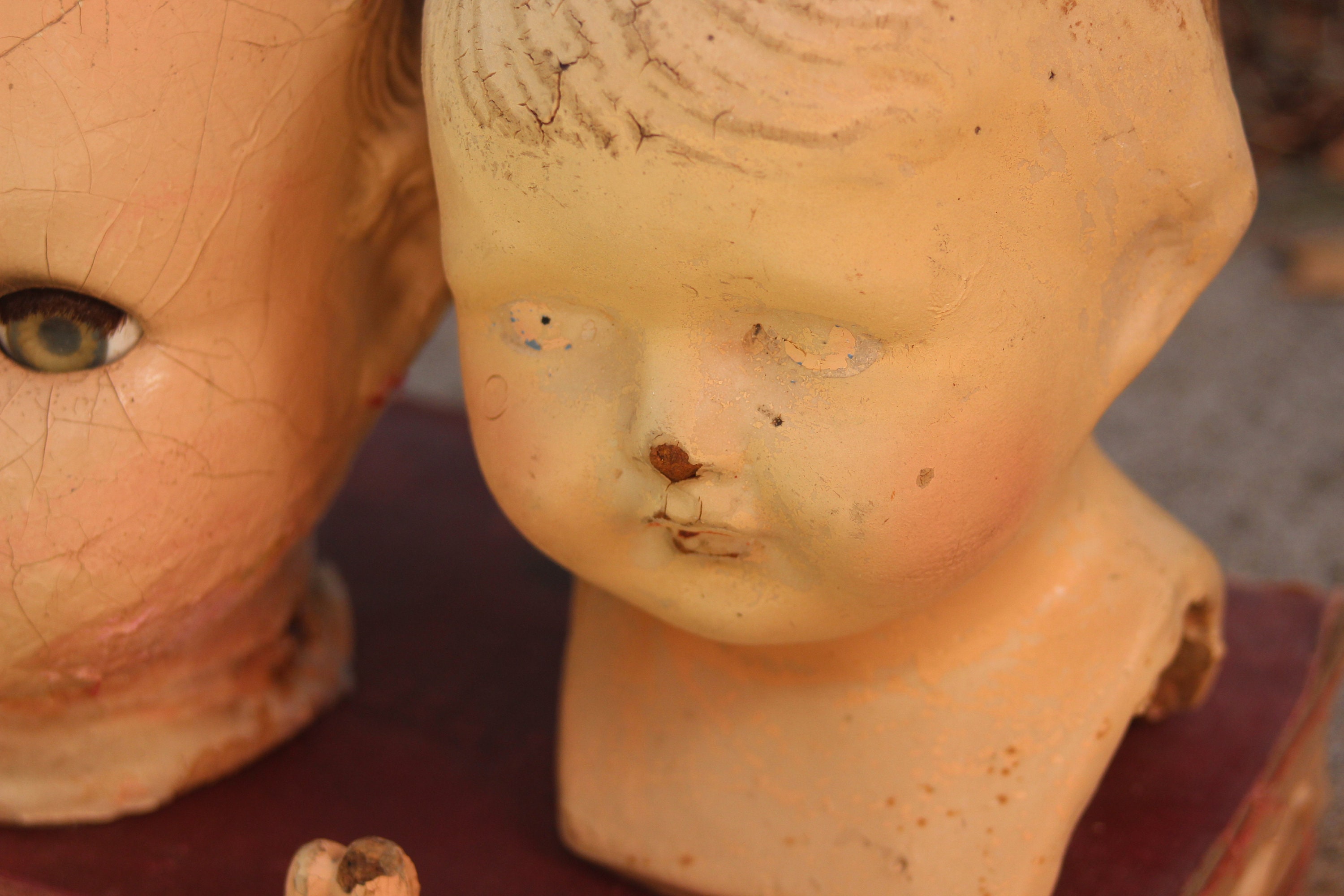 Set of 2 Paper Mache Doll Heads Arms 1920's Etsy