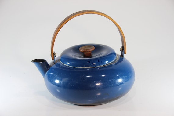 Vintage, Metal Teapot, Swedish Teapot, Tea Kettle Coffee Kettle, Kitchen, Blue Kitchen, Blue Teapot, Blue Metal Teapot, Hot Water