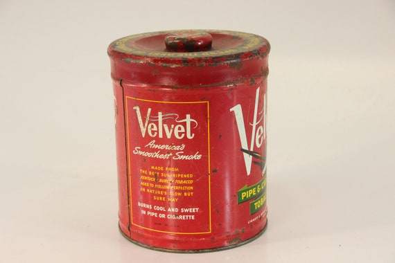 ebay tobacco Vintage Velvet, Red Tobacco Tin, Tobacco, Velvet Tobacco, Velvet Tobacco,  Tobacco Collectible,