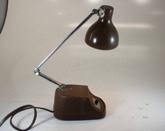 Vintage Desk Lamp, Brown, Desk Lamp, Telescoping Lamp, Telescope Design Lamp, Industrial Decor, Rustic Decor