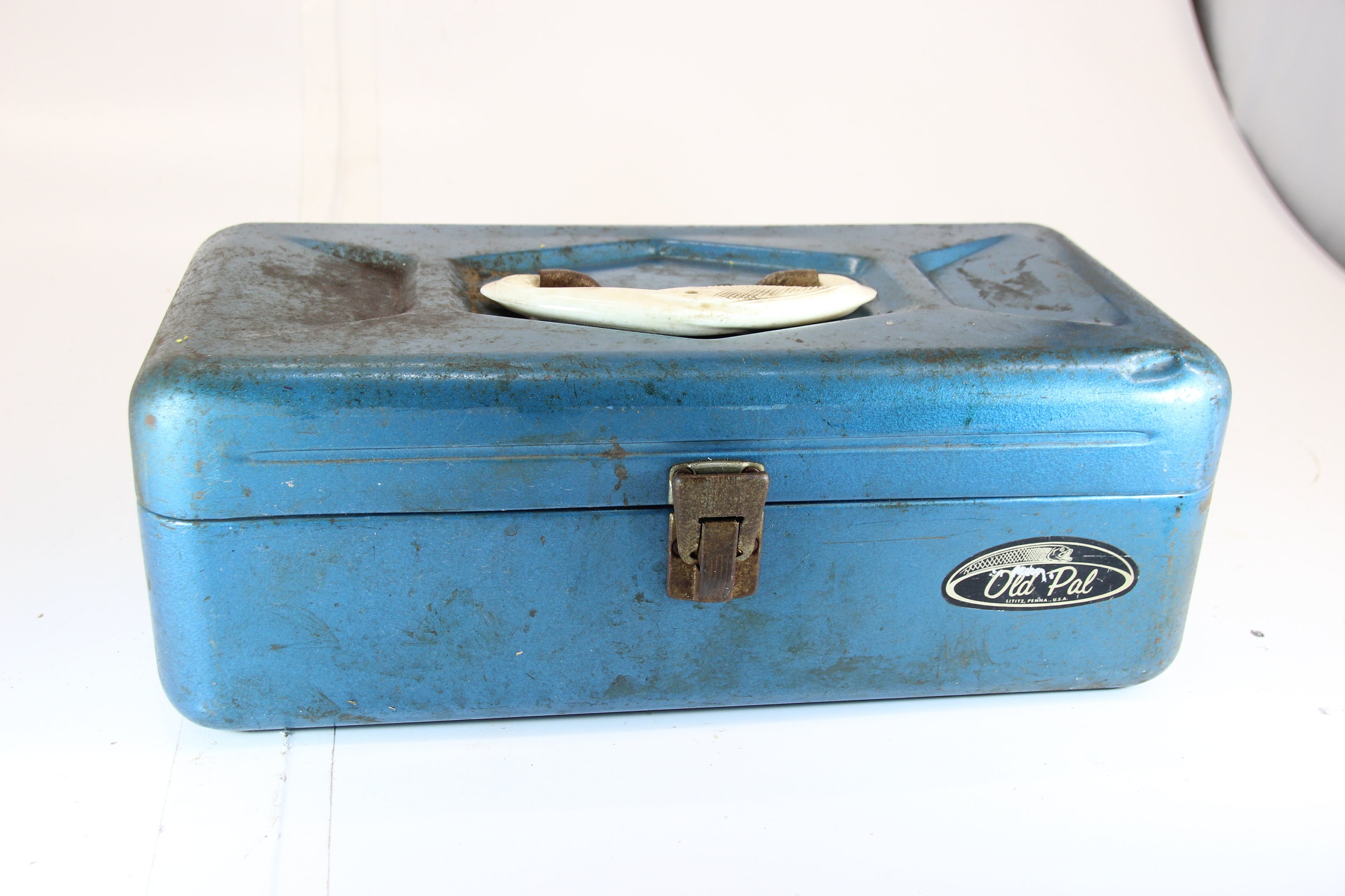 Teal Metal Tackle Box, Metal Box, Industrial Storage, Industrial