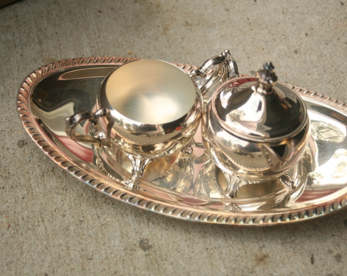 Vintage Silver Cream and Sugar Set, Set of Four, Thanksgiving Dinner
