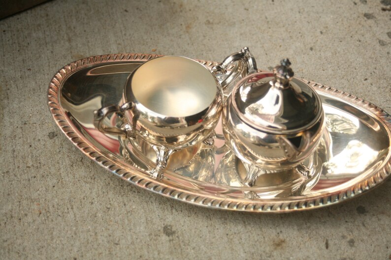Vintage Silver Cream and Sugar Set Set of Four Thanksgiving Etsy