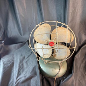 WORKING, SuperLectic, Old Fan, Home Decor, Industrial, 1950s, Green Fan, Desk Fan