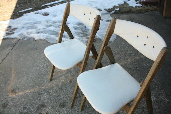 Set Of Two Mid Century Modern Coronet Folding Chairs White Etsy
