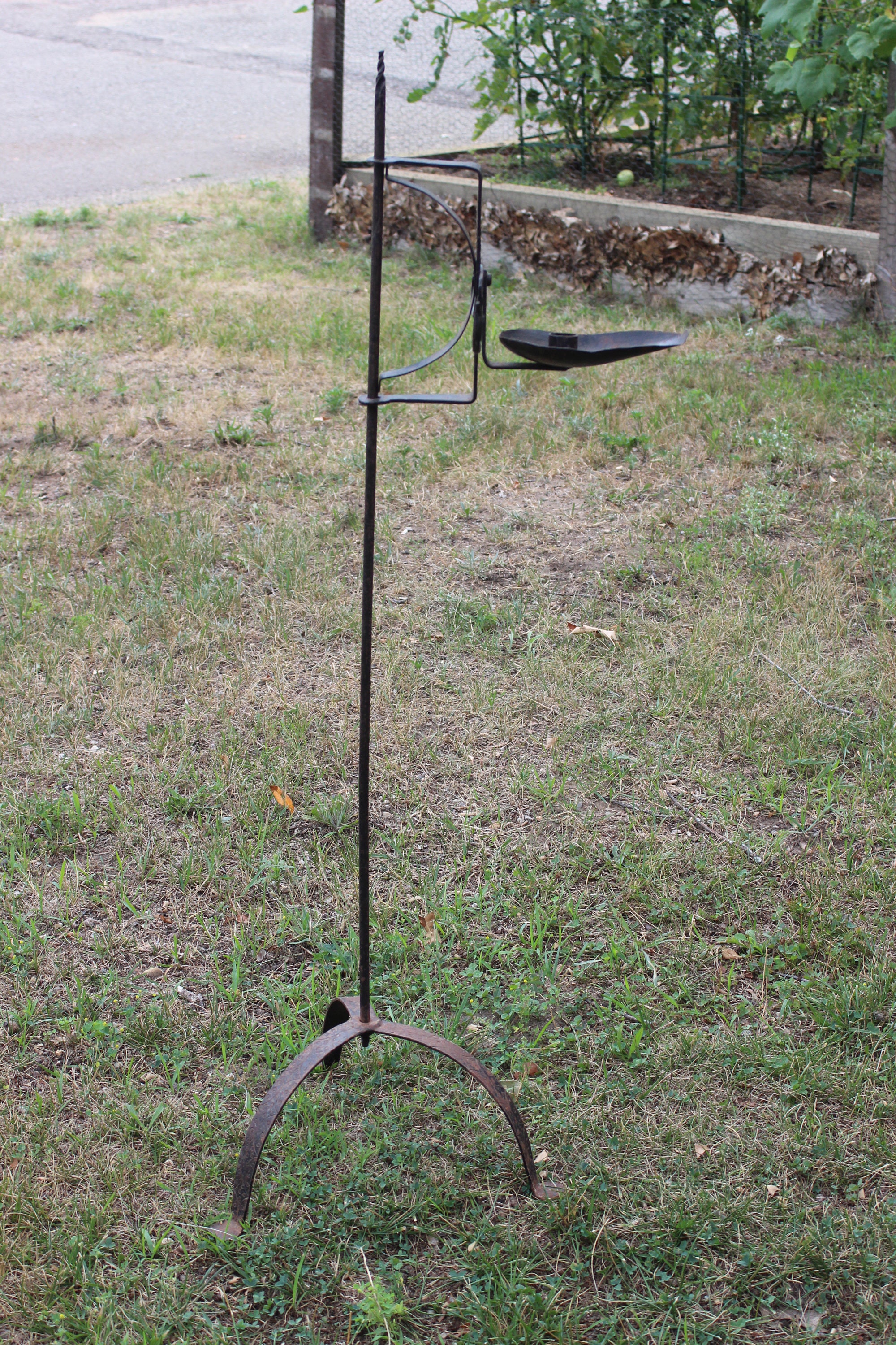 Antique, Free Standing, Adjustable, Wrought Iron, Candle & Rush Holder,  Stand England, 18th Century 