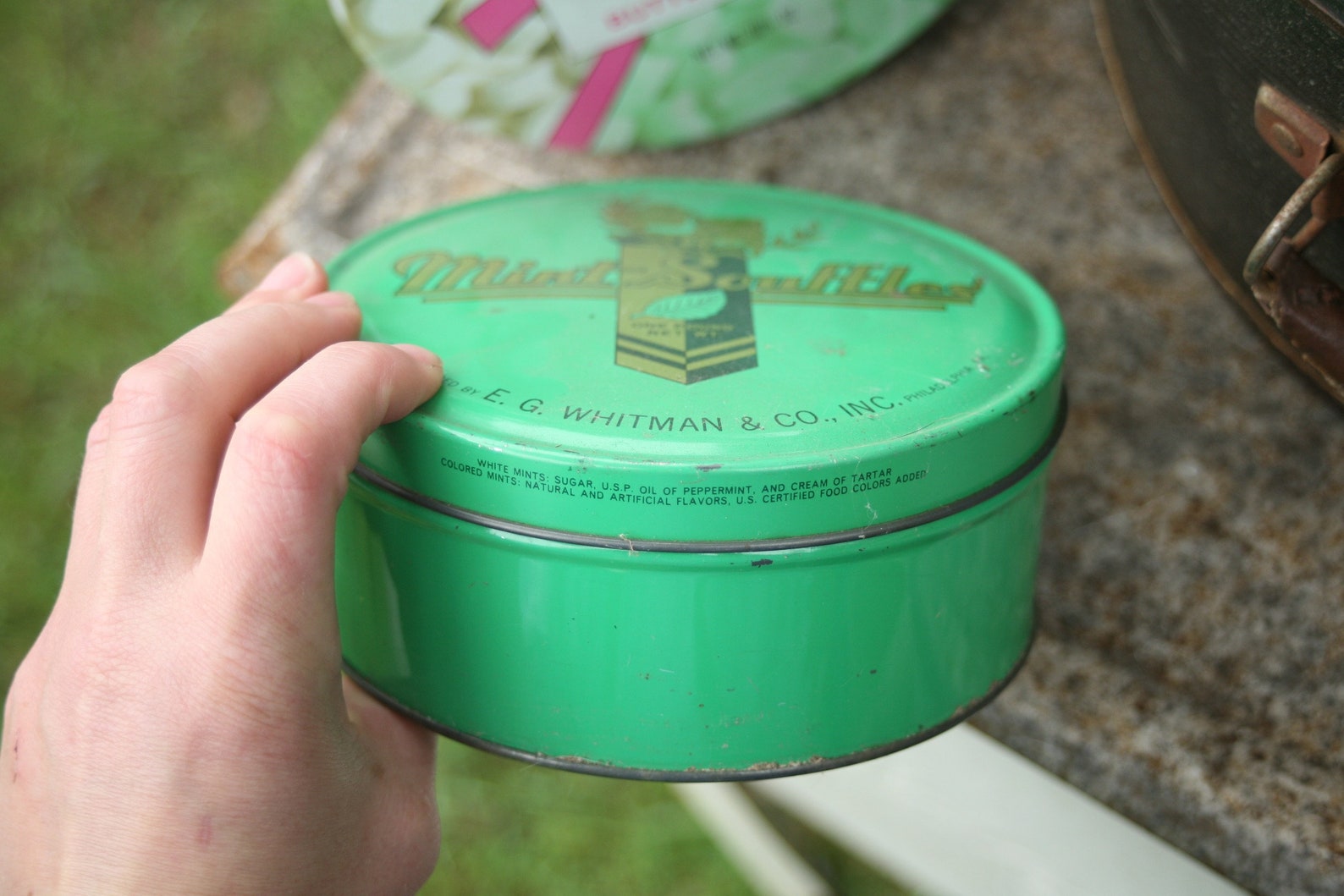 Mint Tins Kitchen Decor Green Pink Tin Beautiful Graphics Etsy