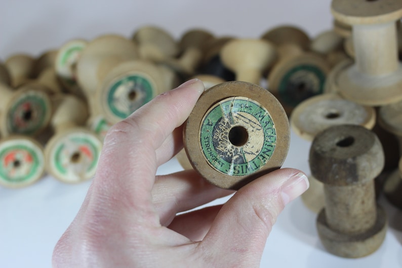 Set of 46 Vintage Wood Thread Spool Textile Spindles for | Etsy