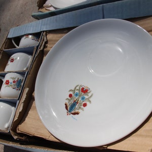 Set of 23, Vintage Luncheon, Swedish, Floral Design, Scandinavian Tableware, White Porcelain, 1970s, Wedding, Summer, Fall
