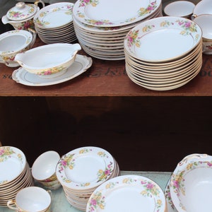 Rare, Set of 74, Maru ichi, Maruichi, Japanese, Fine China, Easter Dinner, Spring, High End China, 1940s, 1950s, Pink, Yellow, Blue image 5