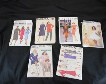 Conjunto de 6, década de 1980, década de 1990, Butterick, patrones de ropa, patrones de vestidos y faldas, blazers, ropa de mujer, decoración del hogar, costura