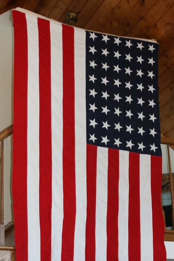 VINTAGE LiNEN KEEPSAKE POUCH with American Flag Pledge card holder