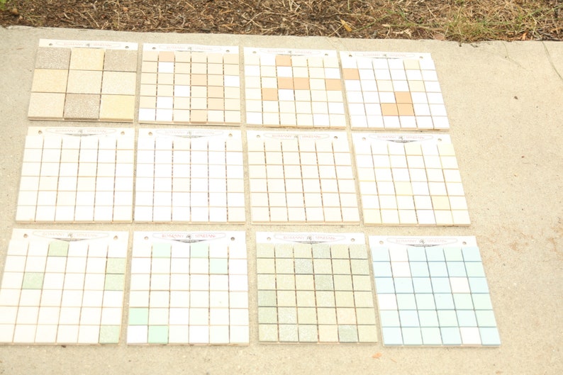 Set Of 12 Mid Century Ceramic Tiles Color Palettes Image 0