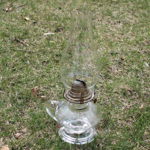 Vintage,Finger Lamp, Clear Glass, Oil Lamp, Shade, Farmhouse Decor, Spring Decor, Garden, Home Decor, Set Design, Photography Prop