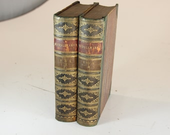 Set of 2, Volumes, Middlemarch, 1872, Leather Bond Books, Old library, Home Decor, Photography Prop, Old Books Collectible Books